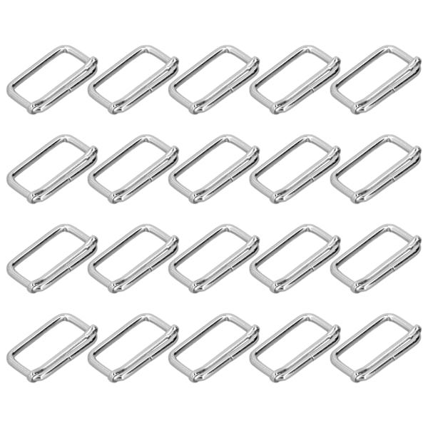 20st metall rektangeljustering Hållbar bleklös Utsökt bred applikation Metallspänne för kläder Ryggsäcksbälte3,5x38x20mm