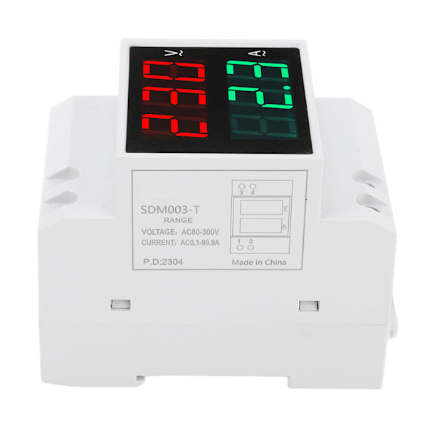 AC DIN Rail Meter Enfas Dubbel LED Display Voltmeter Amperemeter Spänning Strömmätare AC80‑300V 0,1‑99,9A