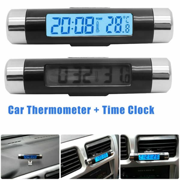 Bilurtermometer tøndeformet LCD-skærm Luftventil Clip On LED Digital urtermometer Kompatibel med bil