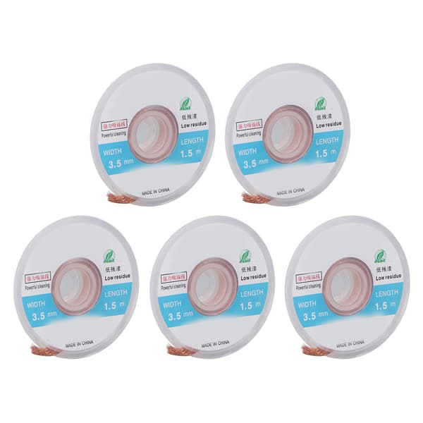 5 stk Lodd Wick Braid Kobber 1,5 m Lengde 3,5 mm Bredde Sett Kit Kompatibel med lodding Avlodding