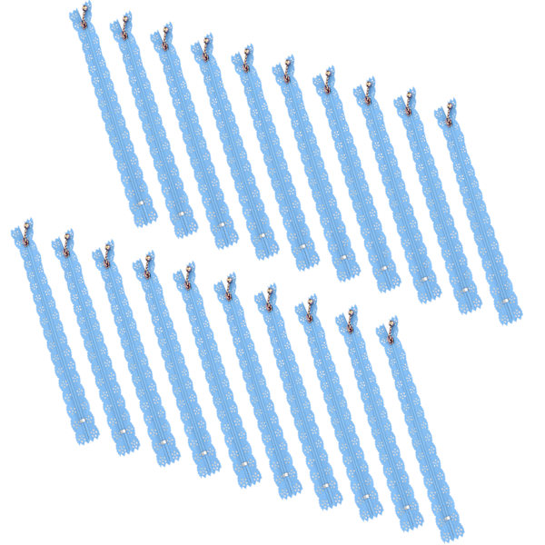 20 st 20 cm DIY Nylon Spets Dragkedjor Spiral Blomma Dragkedja för Sömnad Bröllopsklänning Hantverk Himmelblå