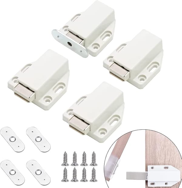 Sæt med 4 døråbnere med trykfunktion - Til døre - Blød lukning opgradering - Magnetisk dørstopper - Til skabsdøre - Mini