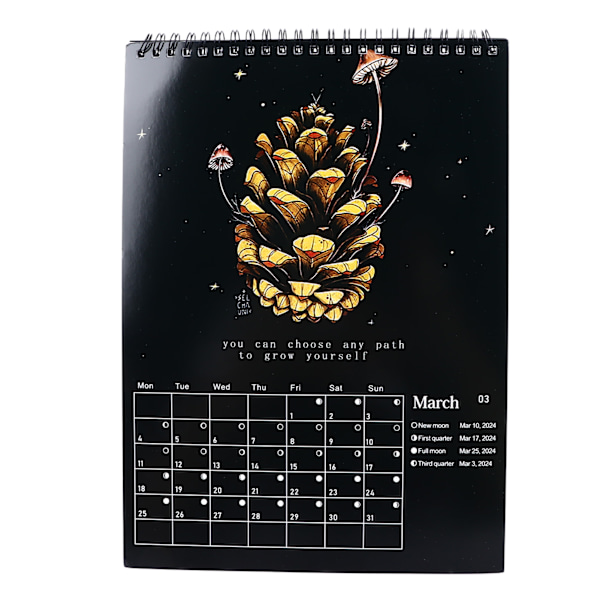 2024 Lunar Calendar Dark Forest Coated Paper Rich Elements Vibrerande färger Månkalender med snodd för Family Office