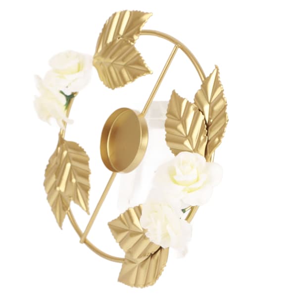 Lysestake Rose Blomsterdekorasjon Rund Base Jernmateriale Elegant Stil Attraktiv Dekorativ Gullfarget Lysestake C