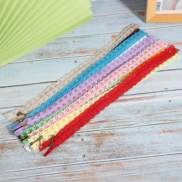 10 stk Spidslynlås Mixed Style Knapper Sidenform Nr. 3 Nylon Syet Tøjtilbehør 35cm