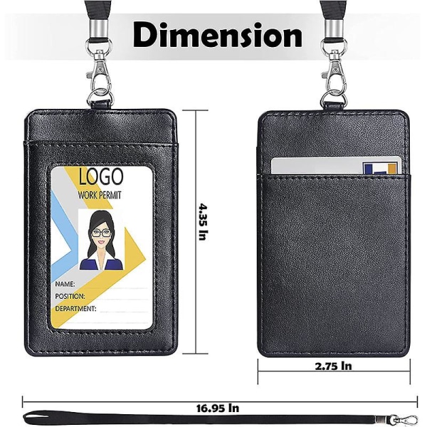 2 stk dobbeltsidet Pu læder buskortholder 1 identitets kreditkortslot Aftagelig halsstrop