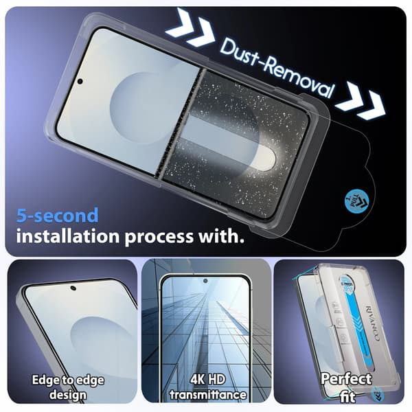 2-Pack Compatible with Samsung Galaxy S25 Plus Screen Protector - Tempered Glass | [Automatic Installation] - Bubble-Free