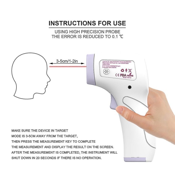 Termometer digitalt berøringsfritt infrarød pannelasertemperaturpistol håndholdt