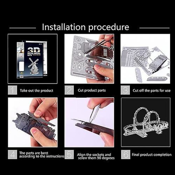 3d metall monterade modeller gör-det-själv-pussel berg-och-dalbana Ter modell skrivbordsdekoration