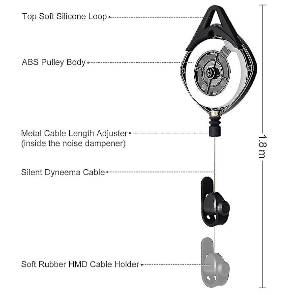 Tyst VR-kabelhanteringssystem med remskivor för HTC Vive Rift S PS Windows