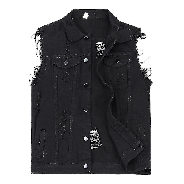 Vintage Distressed Denim Vest til Mænd XL