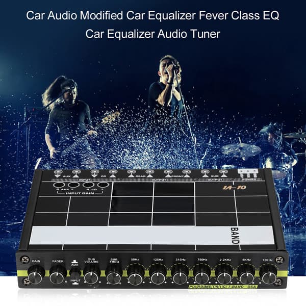 Billaudio Modifierad Grafisk Equalizer EQ 7s Billaudio Stereo Tuner med 3,5 mm Aux-ingång & Knapp