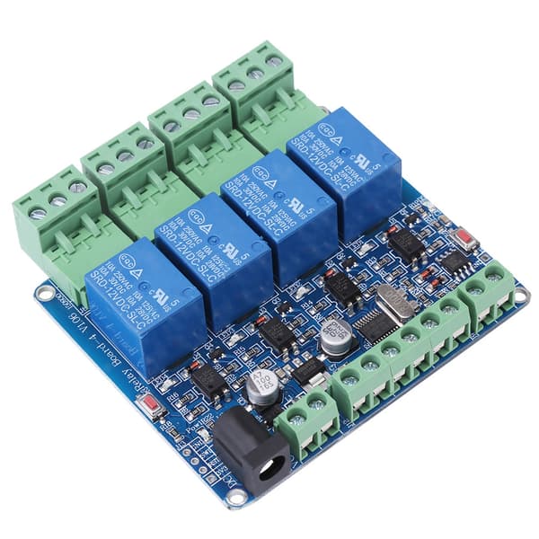 1 stk 4-kanals relémodulkort STM8S103F3 mikrokontroller RS485 kommunikasjon