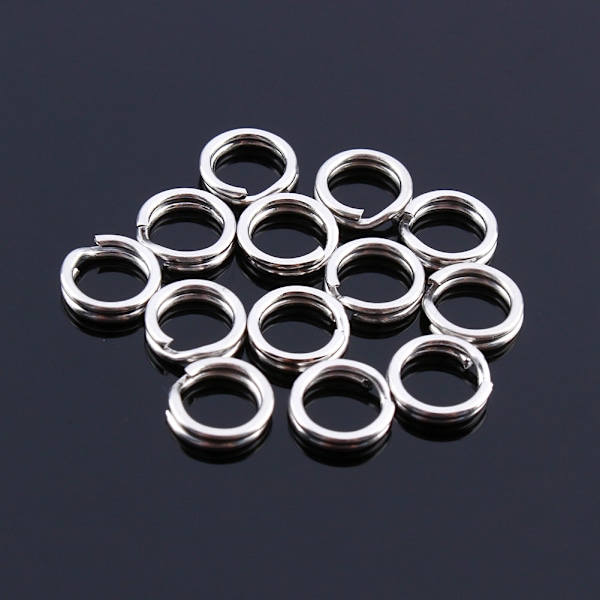 Hot 200 stk. Fiskegrej Solidt Rustfrit Stål Snap Split Ring Lure Tackle Connector