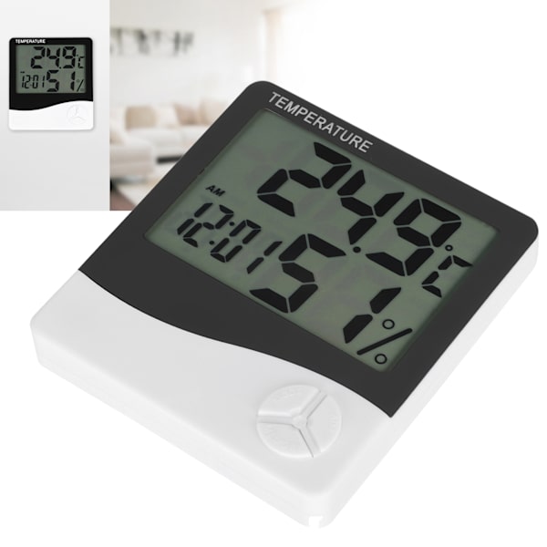Digital inomhustermometer Rum Desktop Temperaturmätare Fuktighetsmätare Monitor