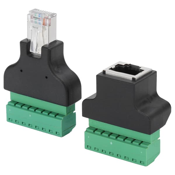 2 stk. RJ45 hun han til skrueterminal 8-polet CCTV digital DVR-adapterstik