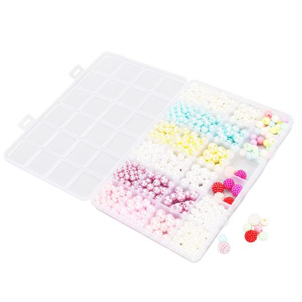 24 rom med 24 farger imiterte perler 4 størrelser DIY håndlagde imiterte perler med hull for mobiltelefonhatter