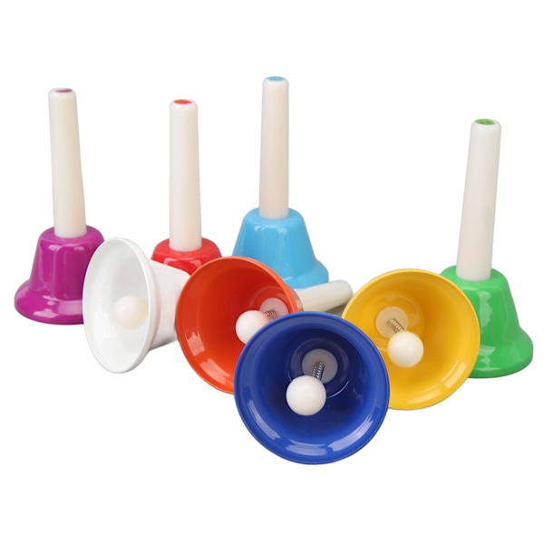 Hand Bell Set färgglada 8 Notes musikaliska legering Handbells för barn Vuxen bröllop