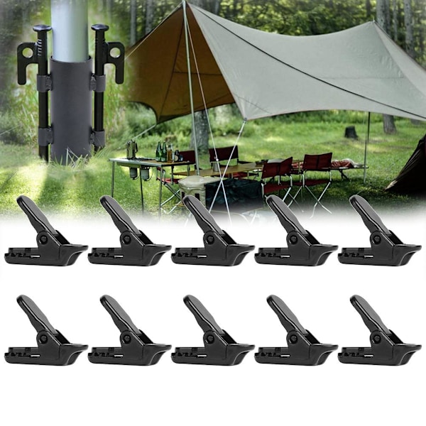 10 st Utomhuscamping tältklämmor Tarpklämmor Plastklämma Krok Canvas Spänn Verktyg Tält Tillbehör