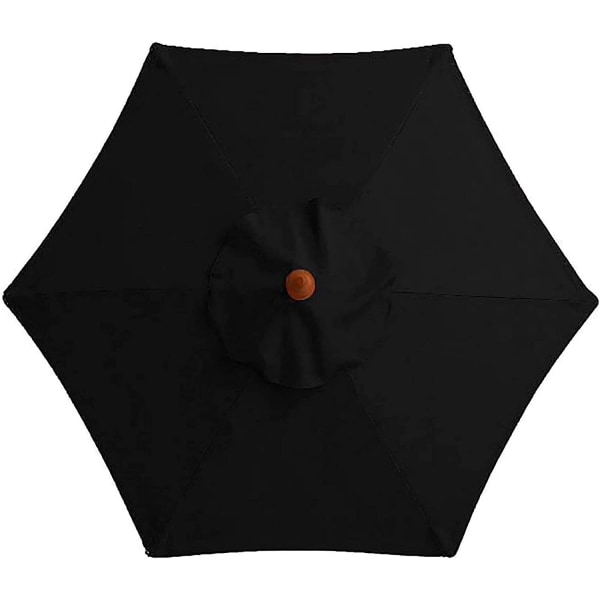 Udskiftningsbetræk til parasol, 6 ribber, 3 m, vandtæt, anti-UV, sort