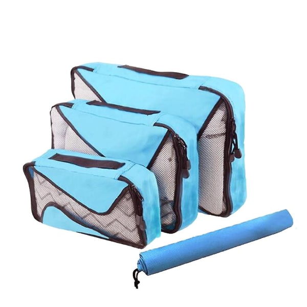 Fashion Simple Travel Opbevaringstaske Tredelt sæt Let at bære Tøj Opbevaringspose sky blue
