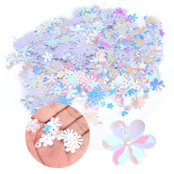 Konfetti blomsterformede glitterpailletter Spangles Fest Bryllup Drys Del Dekoration Tilbehør (Farverige Hvide)