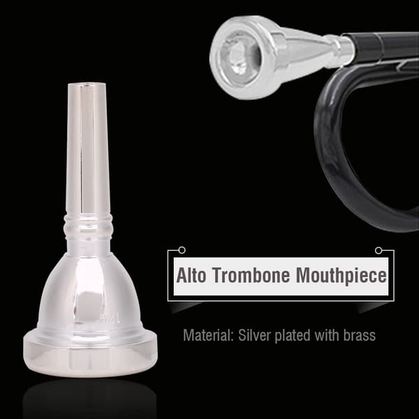 Sølvbelegg 12C Universal Alt Trombone Munnstykke Tilbehør Kompatibel med musikkinstrumenter