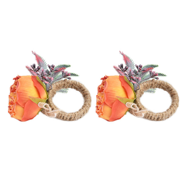 2 stk Innovative serviettspenner Simulering Blomst serviettringholder for Hotell Restaurant Orange