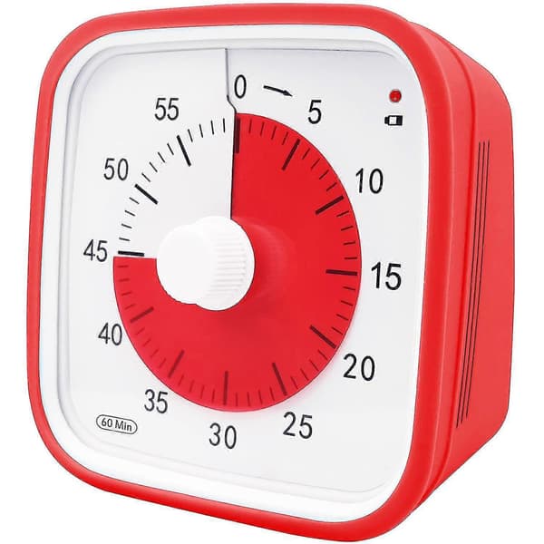 Visuel nedtællingstimer, stor visuel timer til klasseværelset for børn og voksne, holdbar mekanisk køkkentimer Red