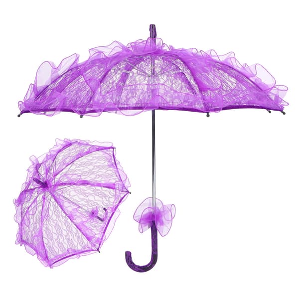 【NX】Bröllopsbrudparaply Unikt vikbart spetstyg Parasollparaply Performance Props Lila