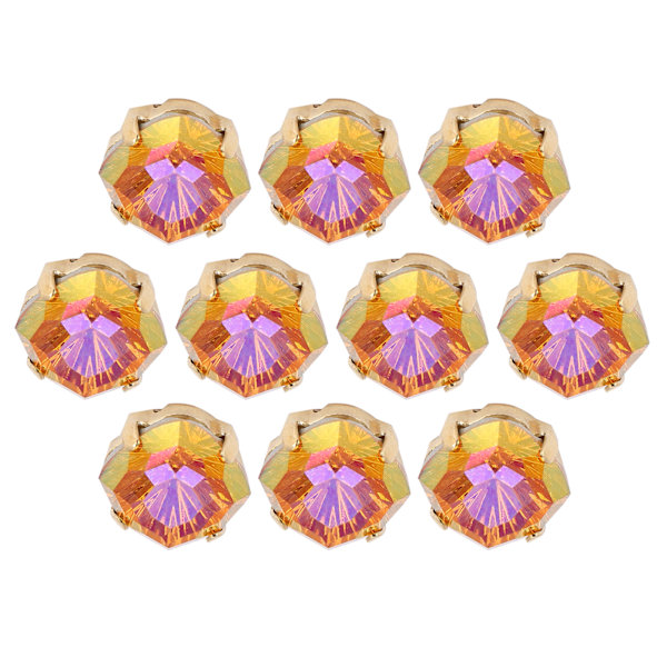 10 st Sy Klokristall Diamant Fyrkantig Glas Hög Topp Klädtillbehör Dekorationer K9 10mmFuchsia Gyllene