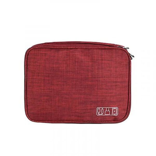 Travel Cable Organizer Taske, Tre-lags Elektronik Tilbehør Organizer Taske wine red