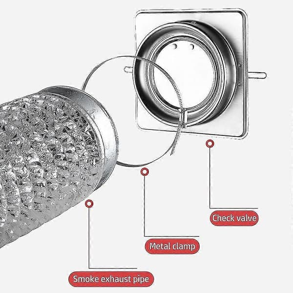 100-180mm Rund Rör Dragspärr Backspjäll Envägs Ventilationsfläkt Luftkanal Backventil Köksventilationsgaller 2