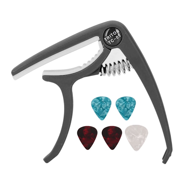 Elgitarr Capo ABS Quick Release Ukulele Gitarr Capo Set med 5 ST Gitarrspel för Mandolin Banjo Black