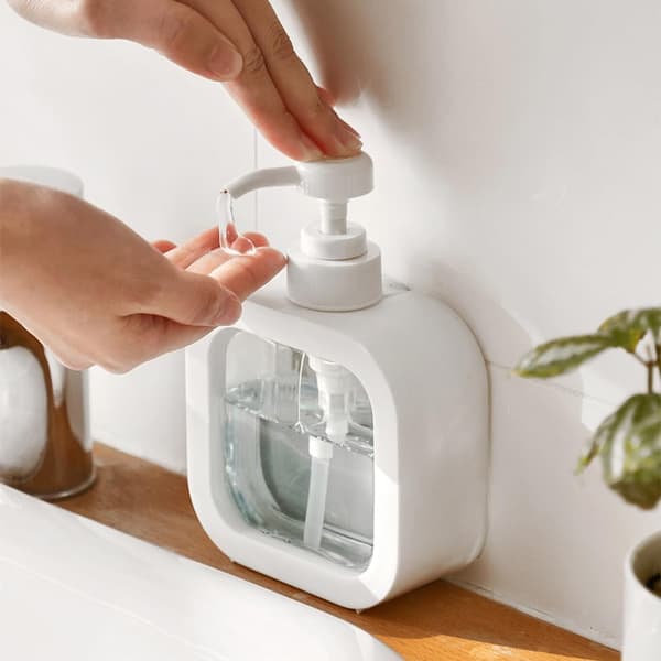 2-pak sæbedispenser, 300 ml tom pumpeflaske, opvaskemiddeldispenser, shampoo- og brusegeldispenser til badeværelse og køkken