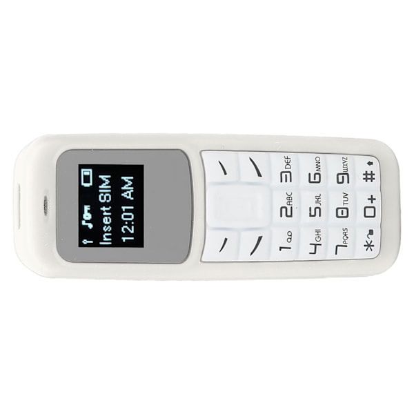 Mini Mobiltelefon Liten Mobiltelefon Bluetooth Hodesett Dialer med Ørekrok Støtte SIM 0,66 tommer Hvit