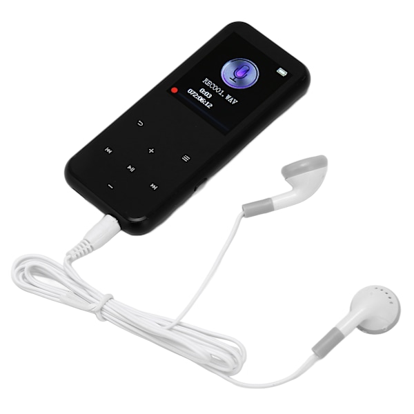 1,8 tommers MP3-spiller Bluetooth 5.0 Støtte for FM-radio E-bok HD støyreduksjon 16GB Flashminne Musikkspiller for Sport Svart 32GB minnekort