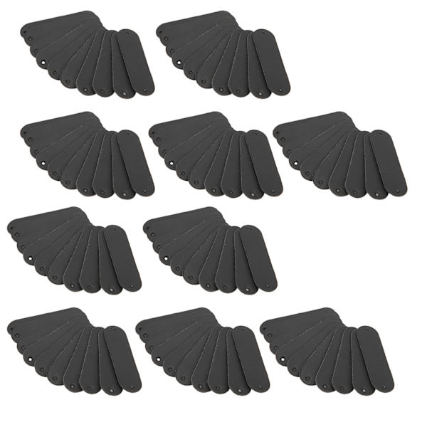 100 stk Hæklet Etiketter 4,5x1,2cm 2 Hull PU-Læder Etiket Praktisk Dekoration DIY Tilbehør Sort