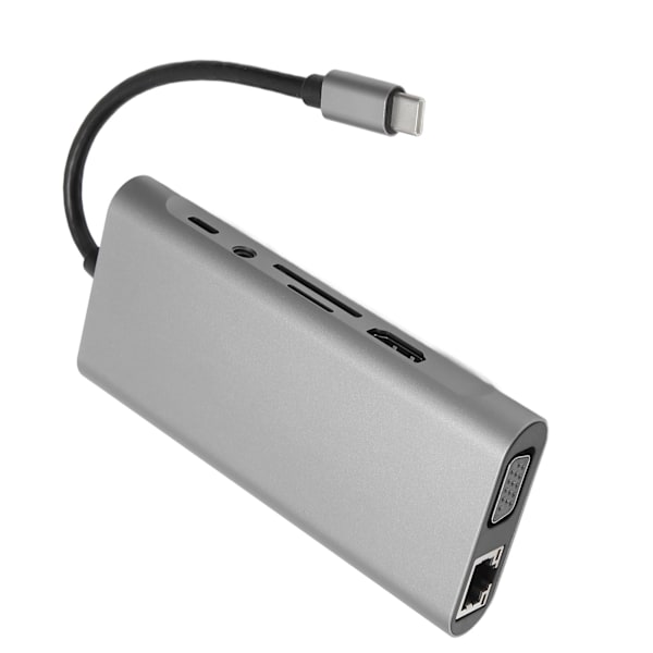 USB C Hub 11 i 1 HD multimediagrensesnitt VGA PD 5 Gbps overføringsdokkestasjon for bærbare datamaskiner