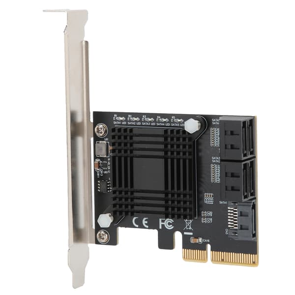 Utvidelseskort PCIE til 5 porter SATA3.0 Modulomformerbrett JMB585-brikke for datamaskin