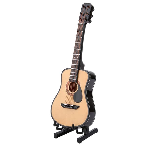 【NX】Miniatyr trägitarr modell display Mini prydnader Hantverk heminredning (16cm)