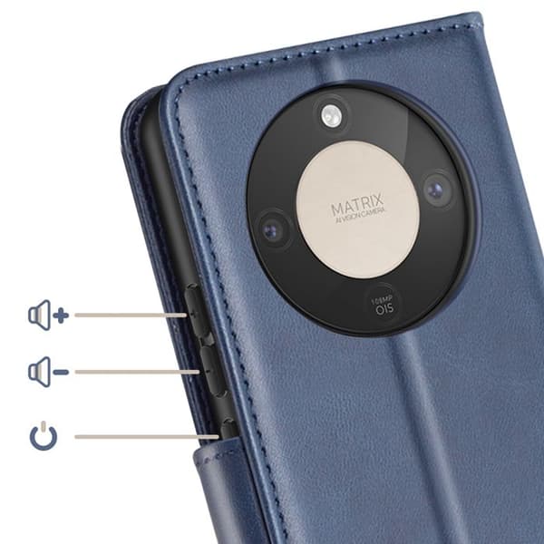 【NX】Plånboksfodral kompatibelt med Honor Magic 8 Lite Retro stil med stativ Mörkblå Blå