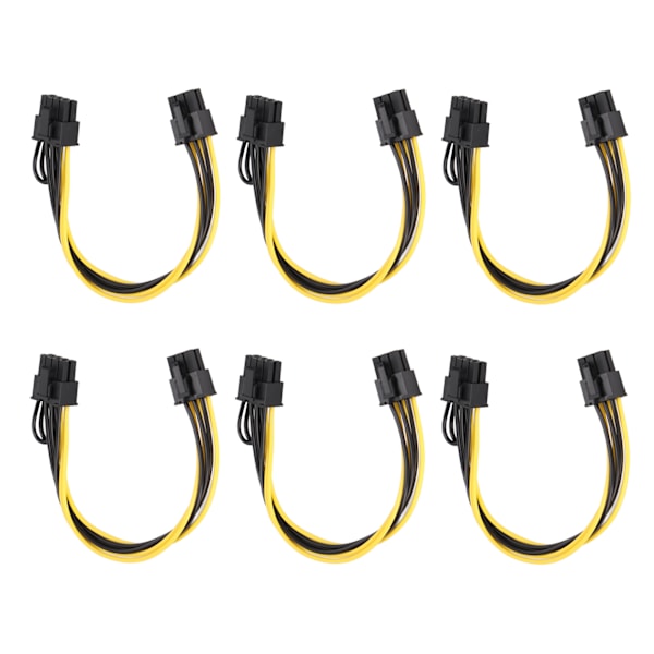 6 kpl GPU-virtakaapelia PCIE 6-nastainen 8-nastaiseen uros-uros 20 cm virtalähteen lisävarusteet