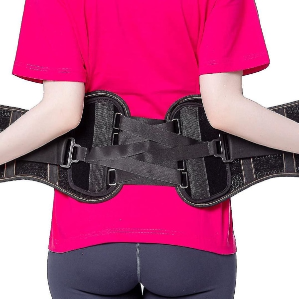 Nedre rygskinne smertelindring med remskivesystem - Lændestøttebælte - Justerbare taljestropper til iskias, skoliose eller diskusprolaps L