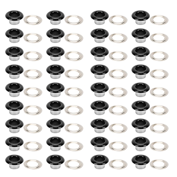 200 set Öljetspänne Metallic Grommet Skor Läderväskor DIY Craft Knapp Nitverktyg 6mm Svart