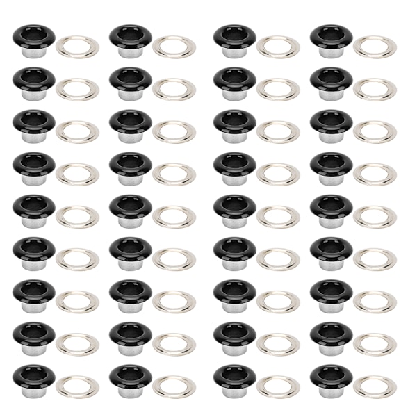 200 set Öljetspänne Metallic Grommet Skor Läderväskor DIY Craft Knapp Nitverktyg 6mm Svart