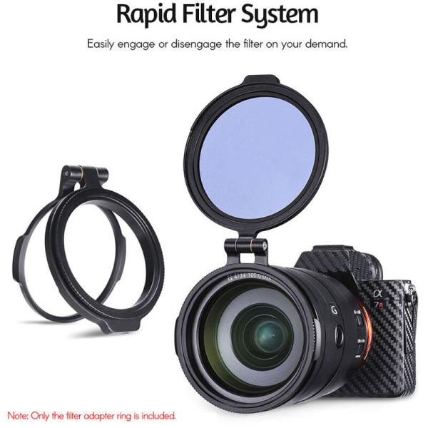 R-67 67 mm snabbfiltersystem Kameraobjektiv ND-filter metalladapterring kompatibel med Canon Nikon Sony Olympus DSLR-kameror, modell: svart 67 mm