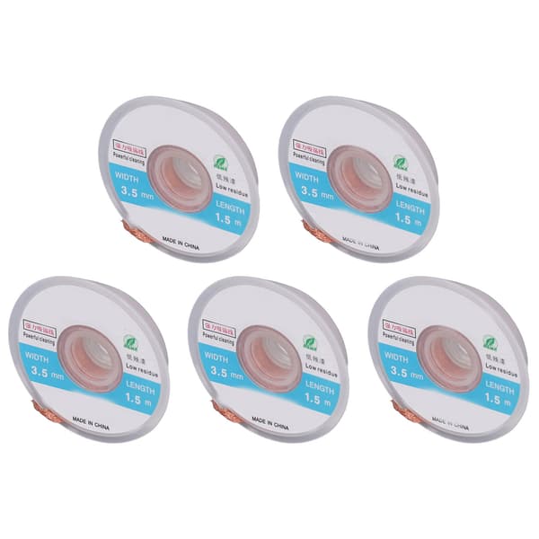 5 stk Lodd Wick Braid Kobber 1,5 m Lengde 3,5 mm Bredde Sett Kit Kompatibel med lodding Avlodding