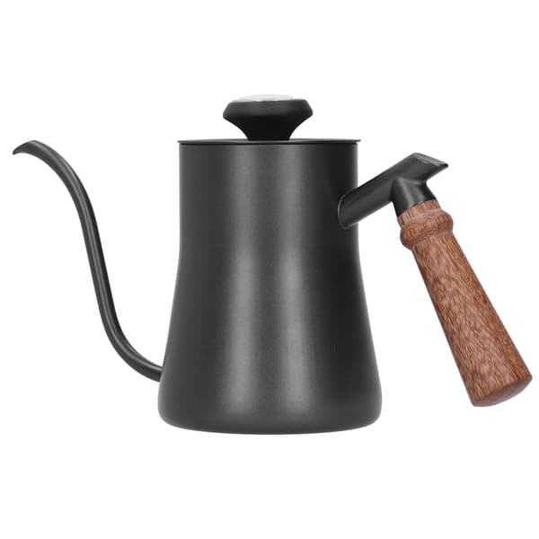 Kaffekande 650 ml rustfrit stål lang smal tud kaffemaskine med termometer Sort