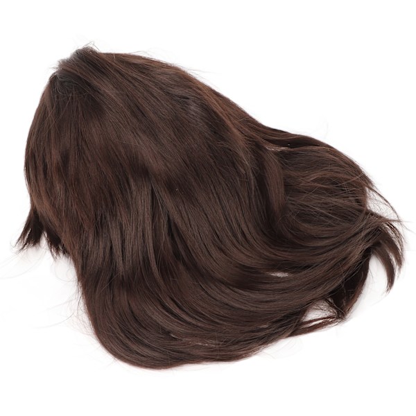 Herrperuk Kort Brun Rak Andas Inre Mesh Mjuk Fluffig Deformering Resistant Man Peruk